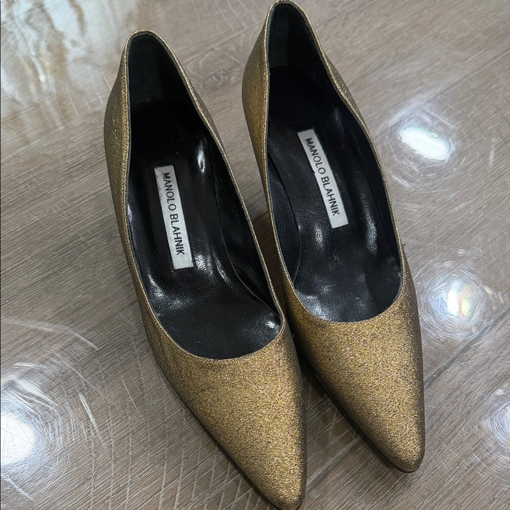 Manolo Blahnik Glittering Gold Heels
